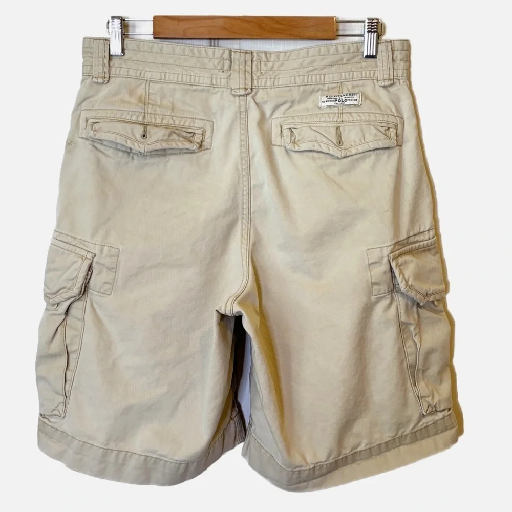 Polo Ralph Lauren Classic Cargo Chino Shorts Mens 32 Beige Khaki Casual Pockets
